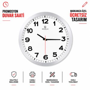 M045 Model Metal Çerçeveli Saat 36 cm